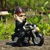 1 Pcs Gnome Dwarf Resin Crafts Garden Decoration Home Ornaments Biker Old Man Riding Motorcycle Statue Gardening Decorations