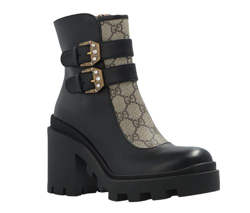 Gucci Женские ботильоны из кожи GG Supreme 7 см Черные 701100 UVV20 1182