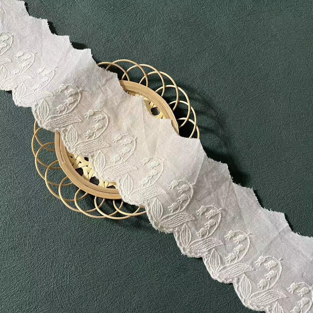 4 ярда/лот, ширина 4,6 см, белые, бежевые, вышитые листья, чистое хлопковое кружево, ювелирные изделия своими руками, платье, одежда, кружевная детская одежда, аксессуары