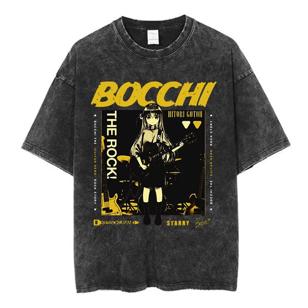 2026 Лето Горячая Распродажа Винтажная Стирка Аниме Bocchi The Rock Гото Хитори Kessoku Band Футболка Мужская Женская Винтажная Оверсайз Футболка