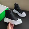 Fashion Genuine New Platform Sneakers For Women Autumn High Top Canvas White Shoes Casual Thick Bottom Vulcanized Shoes