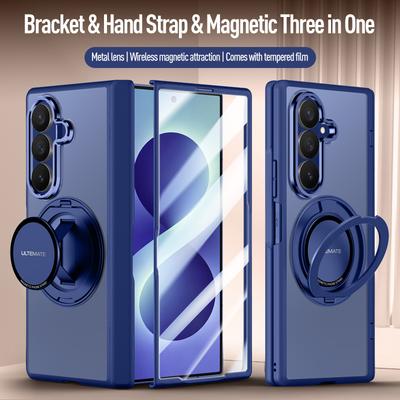 Матовый Frosted чехол для Samsung Galaxy Z Fold8 Ultra/Fold 8 Ultra/360 Вращающийся магнитный держатель Ремешок для руки Со стеклянной защитой экрана