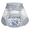 Selonis Play Tent 105x90cm/200 Balls Castle House Pop Up Ballpit Plastic Balls for Kids, Grey:grey/white/babyblue