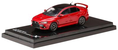 HJ64 Mitsubishi Lancer Evolution X FINAL EDITION с дисплеем двигателя, Красная готовая модель 1/64, Металлик/Черная крыша,