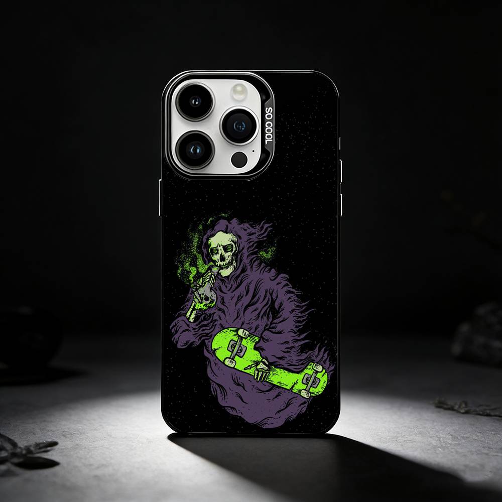 COOL S-Skateboard Phone Case For iPhone 17,16,15,14,13,12,11 Plus,Pro Max,XS,Colored silver phone case