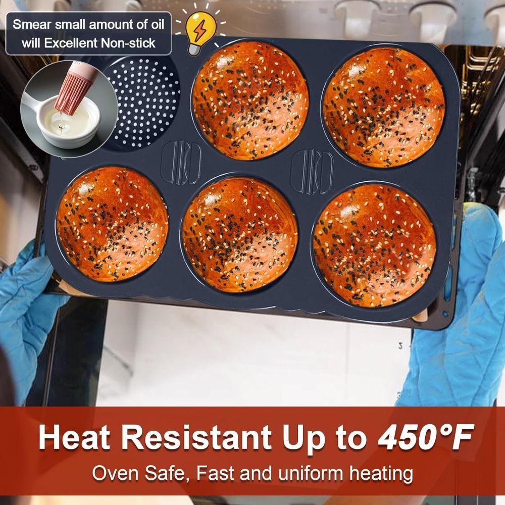 4/6/8 Cavity Bread Loaf Pan Silicone Baking Tray Reusable Burger Bun Maker Sandwich