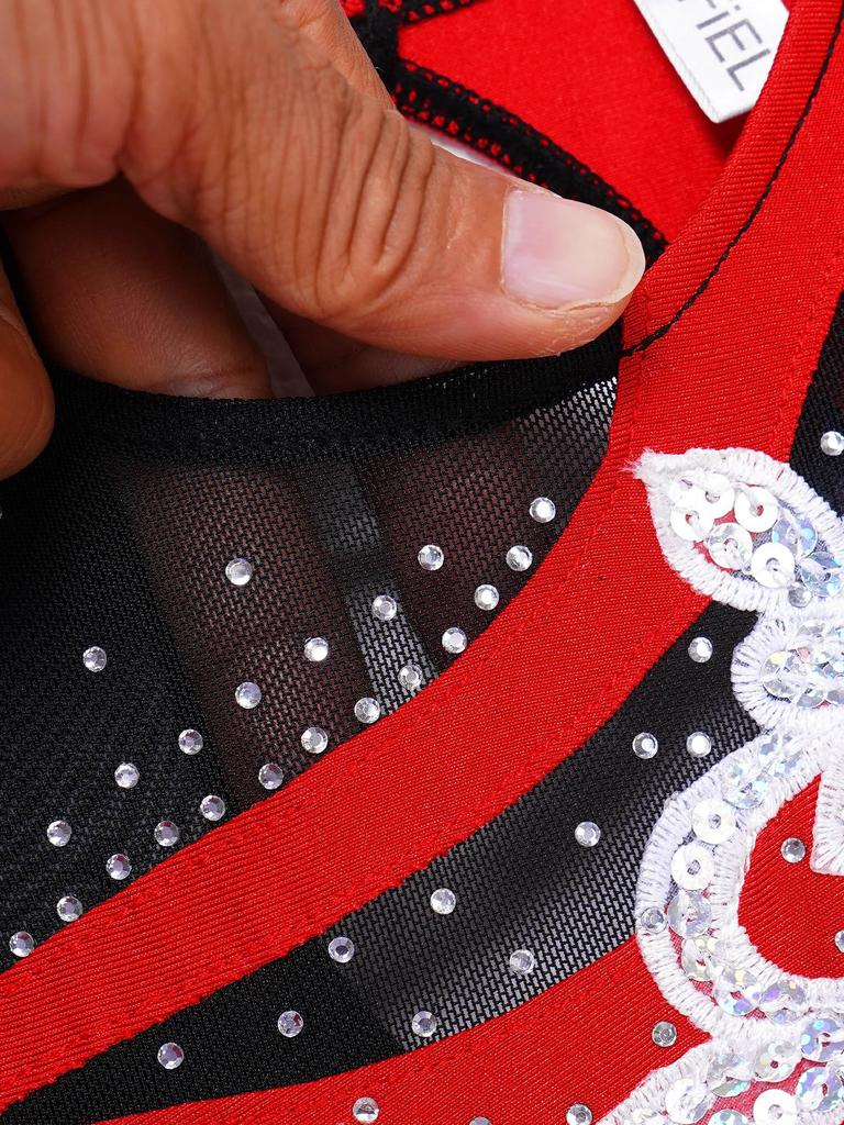 Детское платье для фигурного катания для девочек, блестящее стразами, гимнастический купальник, костюм для балета