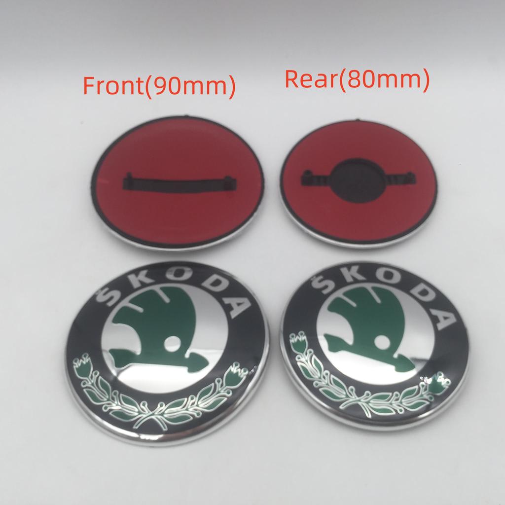 WMTY7 10pcs for SKODA Octavia Superb Car Emblem Front Grille Head Hood Bonnet Rear Tail Bumper Trunk Sticker Badge Styling Accessories
