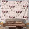 Boho Cow Skull with Floral Crown Pattern Pattern Wall Hanging Tapestry Decorative Tapestry Home Decor for Bedroom and Living Room