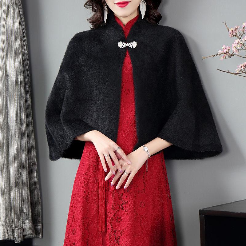 Маленькая шаль женский осенне-зимний наряд однотонный короткий плащ пальто кардиган женский вязаный свитер