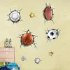 Sports Ball Wall Decals 3d Wall Stickers Break Through Walls Removable Vinyl Diy Basketball Football Football Walls Decorate Boys Playroom Bedroom