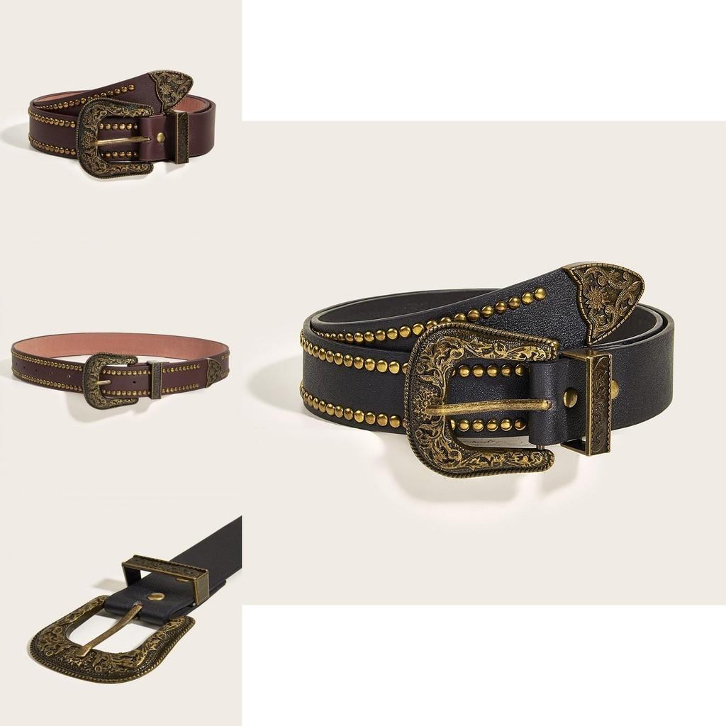 Модный винтажный ремень с заклепками, трендовый панк-ремень, персонализированный мужской женский джинсовый ремень