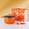 Orange Stainless Steel Double-Layer Steamer and Cooking Pot with Thickened Composite Steel for Induction Cookers