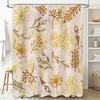 Beautiful Rustic Floral Shower Curtain Durable Water-Resistant Fabric for Bathrooms Decor in Yellow Brown