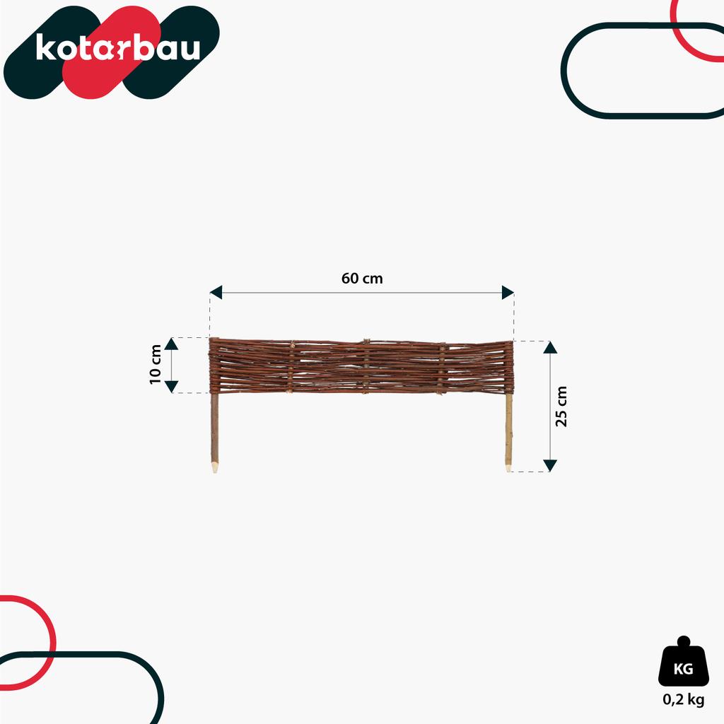 Kotarbau® Garden Fence Palisade Edging Wicker Driven Fence 60 X 10 Cm Set Of 10