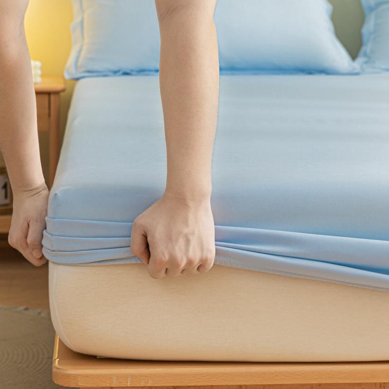 Простыня на резинке однотонная, чехол для матраса с эластичной лентой, простыня для односпальной, двуспальной, королевской кровати, простыня высокого качества