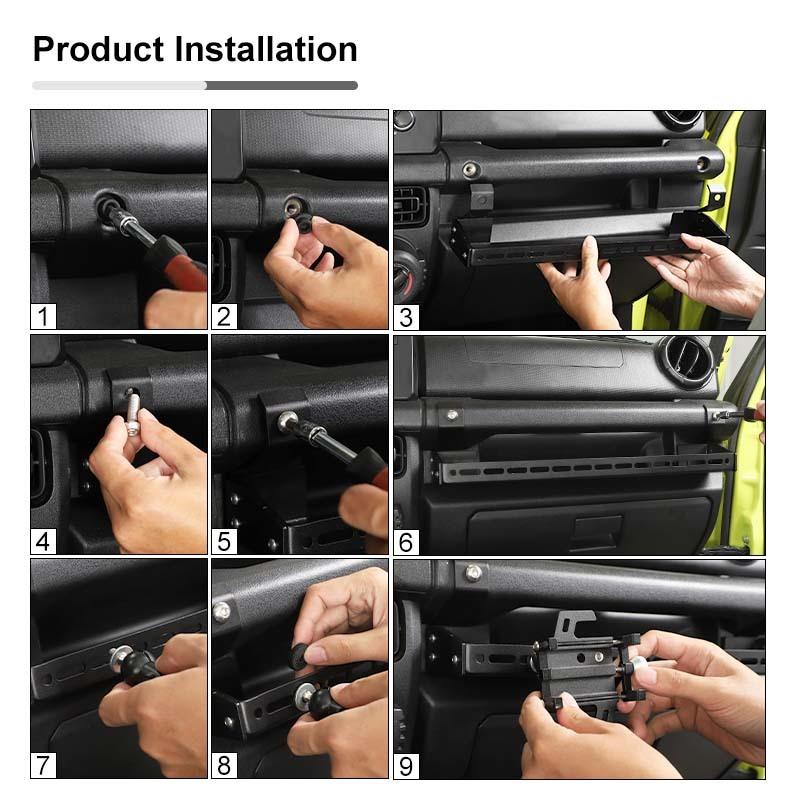 Ящик для хранения с ручкой подлокотника второго пилота и держателем для мобильного телефона, аксессуары из алюминиевого сплава, подходят для Suzuki Jimny 2019 Up, автомобильные аксессуары