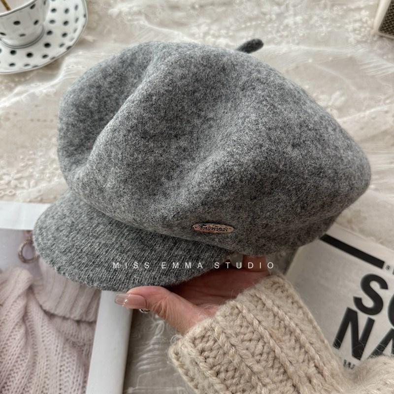 Молочно-белый шерстяной берет, детская осенне-зимняя шапка для газетчика, показывающая лицо, маленькая универсальная шапка художника