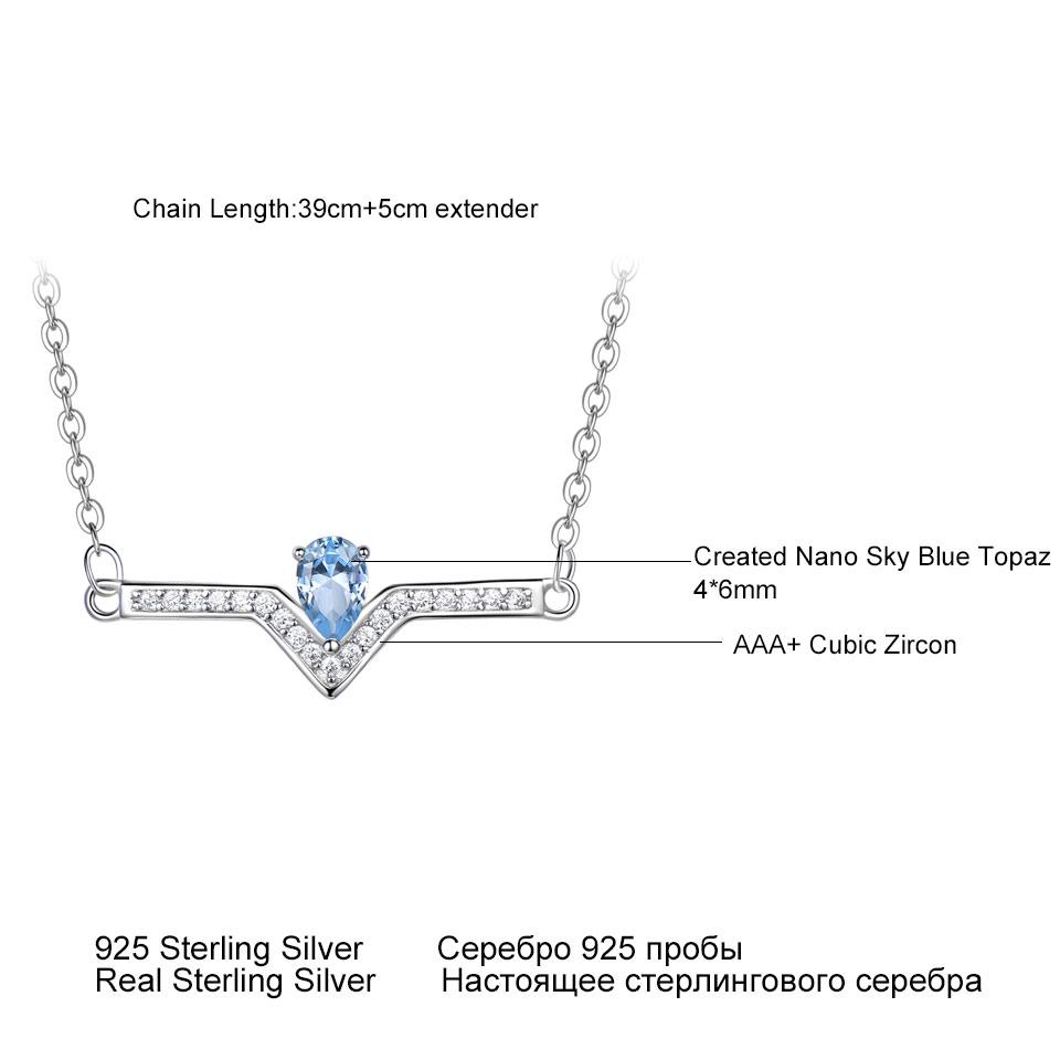 Umcho Real 925 Sterling Silver Jewelry Water Drop Sky Blue Topaz Stud Earrings Necklace Wedding Gift For Women Fine Jewelry Sets