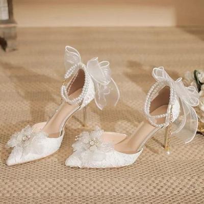 2025 Остроносые туфли-лодочки на шпильке с бантом, элегантные туфли большого размера на тонком каблуке для женщин