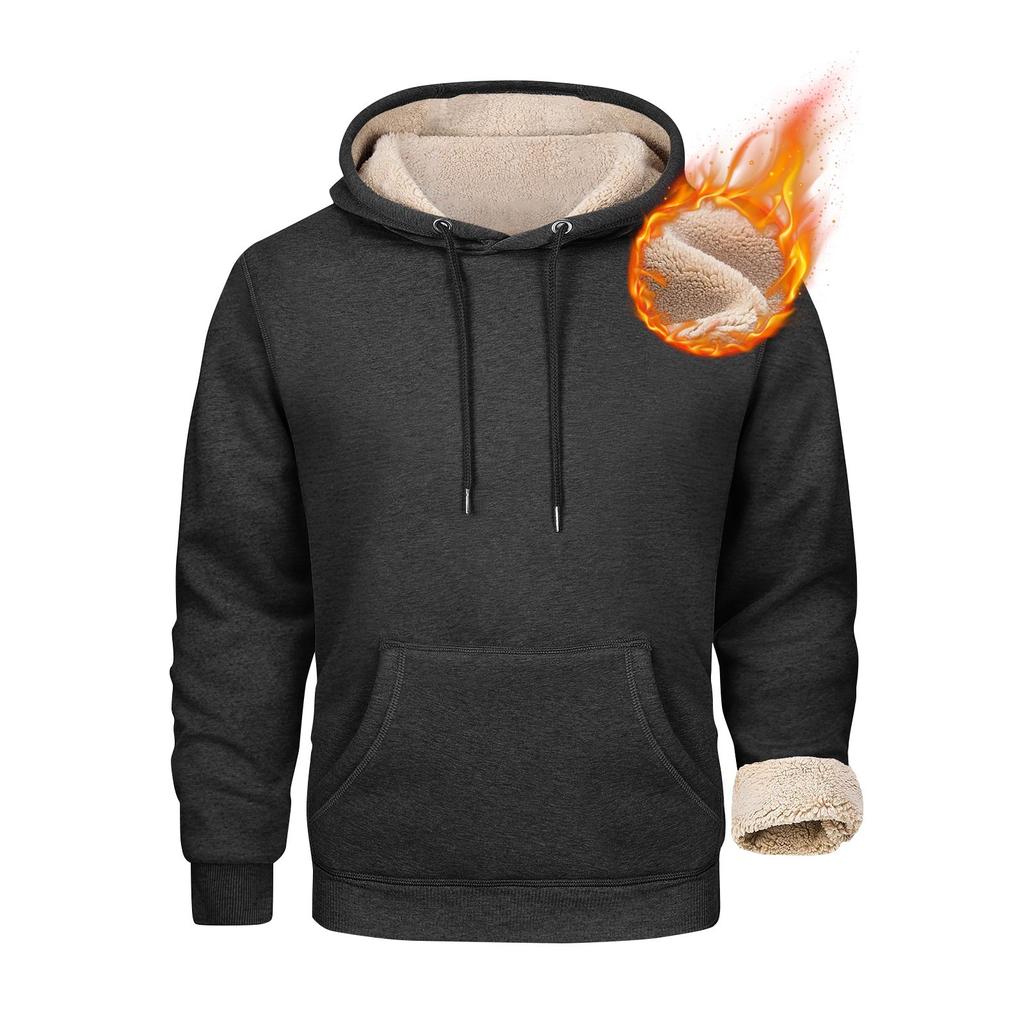Мужские толстовки с подкладкой Флисовые пуловеры Базовые топы Теплые зимние толстовки Мужские толстовки из флиса больших размеров с капюшоном
