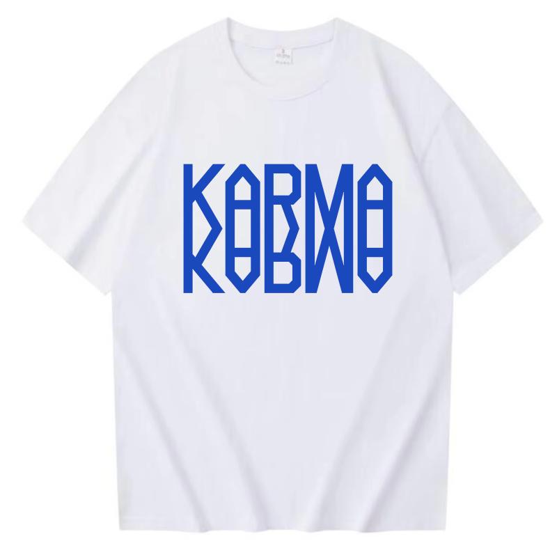 Винтажная K-POP футболка 4-й альбом KARMA Мужская Женская С круглым вырезом Хлопковые футболки SK Короткий рукав Уникальная одежда Топы