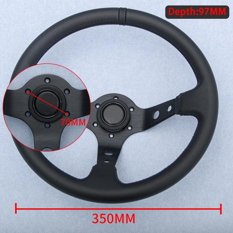 350mm 14inch Universal Drift Sport Suede Leather Steering Wheel Deep Dish JDM Black Edition Sim Racing Steering Wheel Car Parts