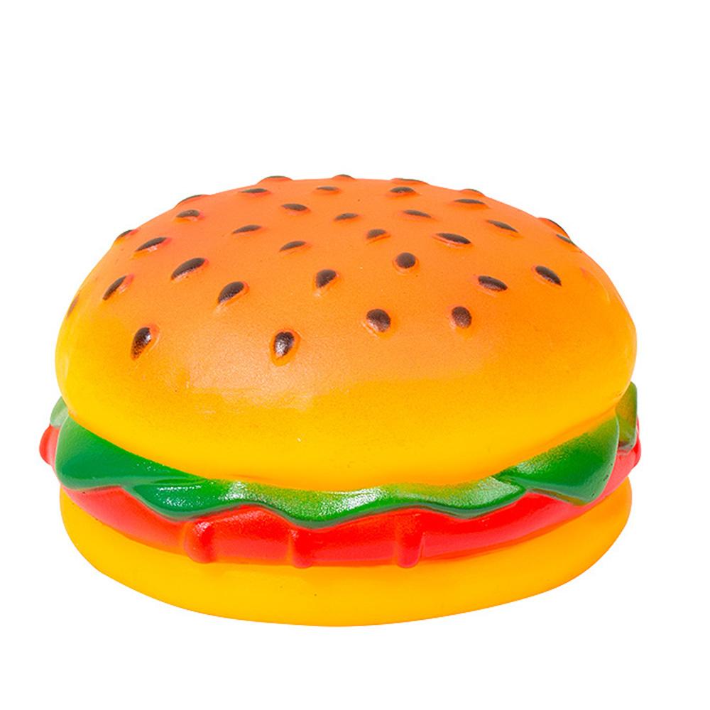 Squeaky Hamburger Dog Toy - Chew Toy for Teeth Cleaning & Molar Care, Interactive Squeaking Pet Toy,