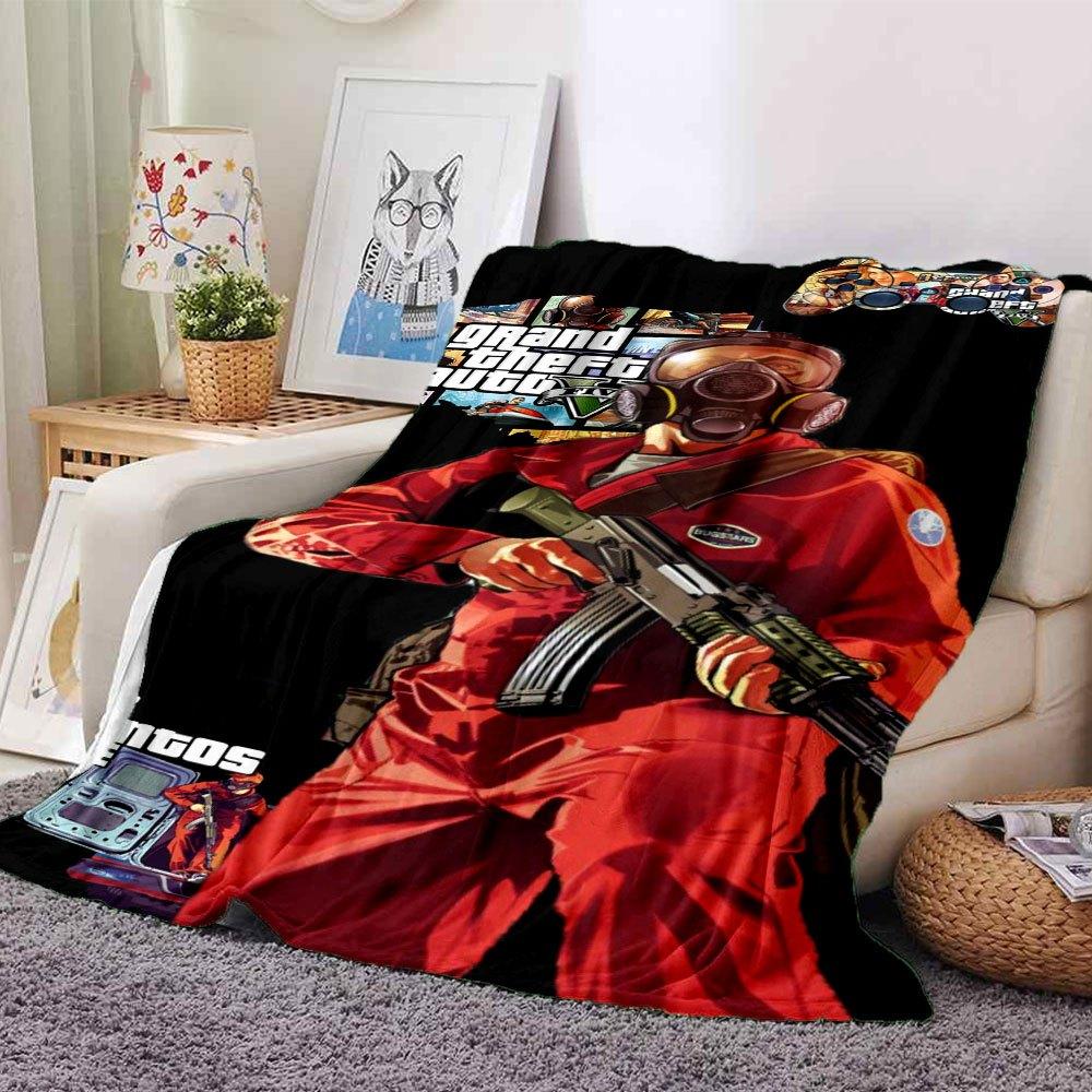 1 шт. Мягкое фланелевое одеяло Grand Theft Auto с дизайнерским принтом. Уютное одеяло для всех сезонов, идеально подходит для дивана, кровати, офиса