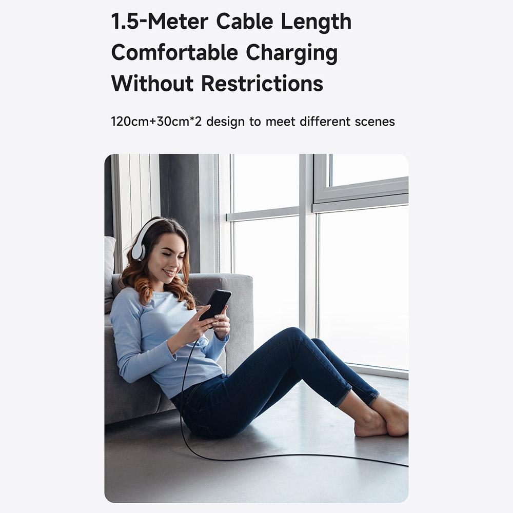 MCDODO CA-6740 2-в-1 USB-C Кабель 100 Вт Быстрая Зарядка Два порта Type-C Плетеный Шнур 1.5 м для Нескольких Устройств
