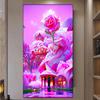 5D DIY Diamond Painting Kits Pink Castle Flowers Full Drill Diamond Embroidery Crafts Mosaic Painting Castle Landscape Decor