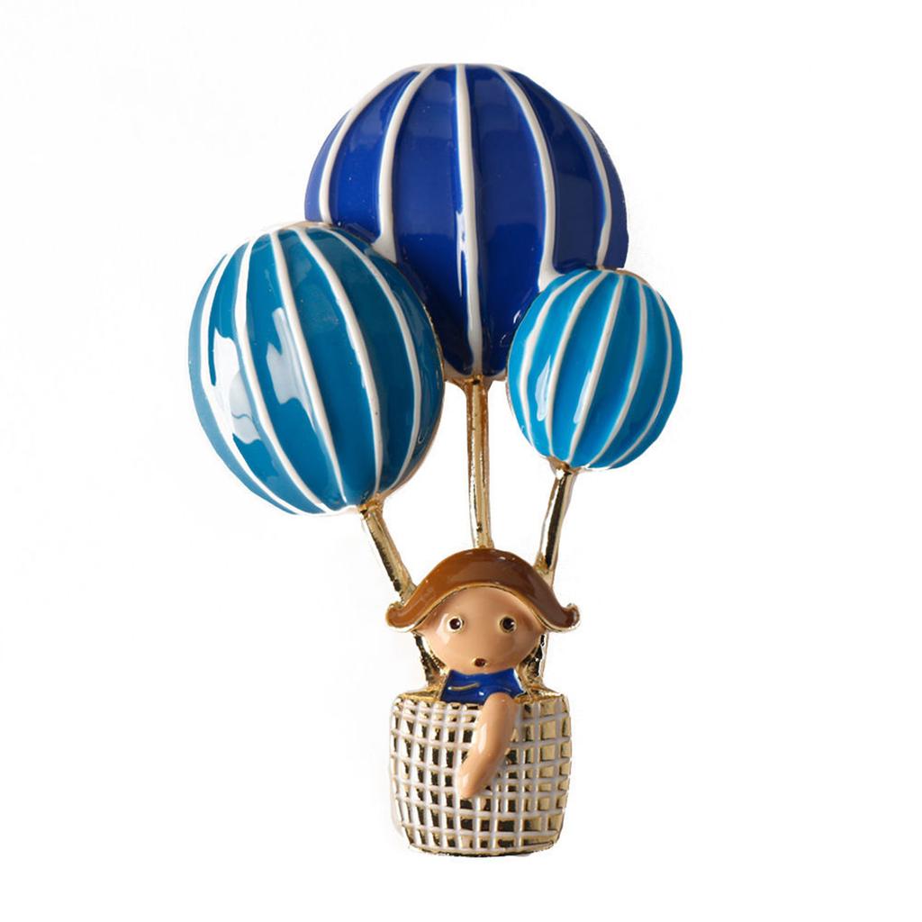 Cartoon Hot Air Balloon Brooch With Little Girl Lightweight Alloy Pin Decorative Accessories For Jackets Bags Hats