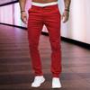 Men Pants Mid Waist Zipper Button Closure Thin Pockets Solid Color Slim Fit Soft Breathable Casual Ankle Length Pencil Pants