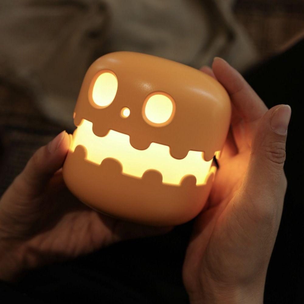 Push Type Pumpkin Night Light Auto-off Timer Mini Pumpkin LED Lantern Halloween Pumpkins Lamp Desk