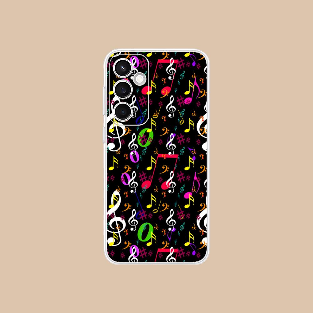 Чехол для телефона Samsung Galaxy S25 S24 S23 S22 S21Plus FE Ultra с изображением нотного стана, прозрачный, цветной, чехол для смартфона