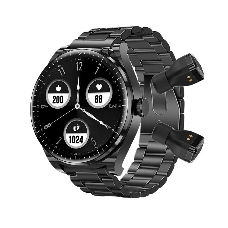 Новые умные часы TWS Bluetooth гарнитура два в одном шаге пульсометр кровяное давление монитор сна браслет