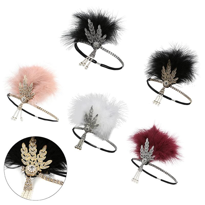 Hairband Headpiece Feather Flapper Headband Headdress Vintage Costume Party Hairband For Women Feather Headpiece