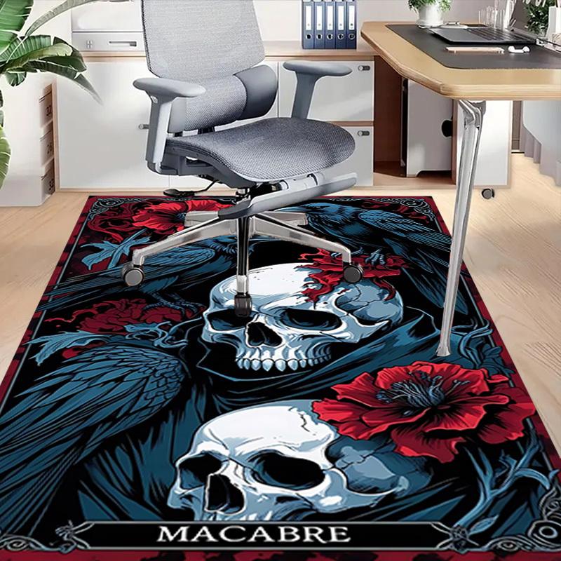 1pc Skull Raven Carpet Anti Slip Polyester Floor Mat for office.Bedroom