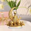 Yousheng Acrylic Moon Castle Ornament 2D Flat Golden Crescent Moon Mosque Table Sign Holiday Party Home Office Living Room Bedroom Desktop Decoration