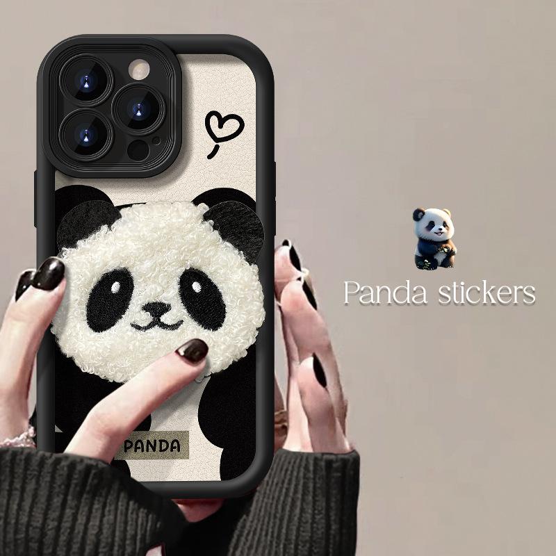Применимо к чехлу для мобильного телефона Apple 11promax iPhone11/11 милая плюшевая кукла-панда 11/11 овчина