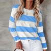 Women's Fashion Casual Striped Printed Round Neck Long Sleeve T-shirt Top