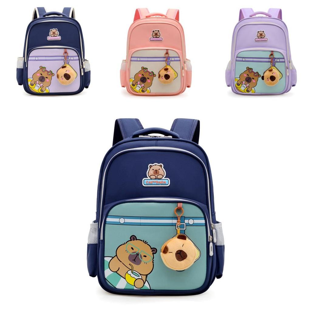 Kids Cartoon Capybara Backpack With Large Capacity And Padding For Elementary School Students