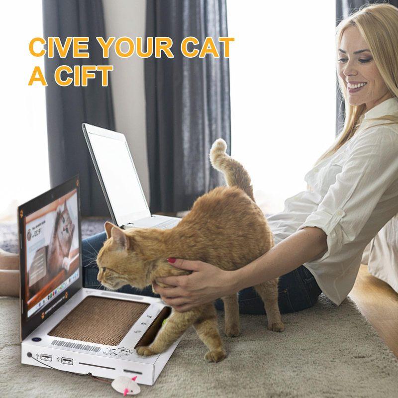 PetShare Мини Смешной Картонный Кот Ноутбук и Компьютер ТВ Когтеточка для Дома, Милая Мини Царапающая Игрушка для Питомца Коврик для Царапания