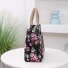 Fashion Floral Print Tote Bag Portable Canvas Lunch Bag Women's Casual Handbag Bento Mommy Shoulder Bag For Picnic Travel AVE
