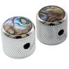 Musiclily Pro 1/4" Steel Abalone Dome Knobs, Side-Threaded, Universal Fitting for Electric Guitar/Bass, Chrome (Set of 2)