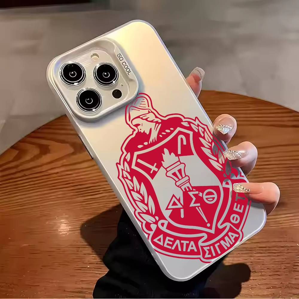Чехол для телефона D-Delta S-Sigma Theta Для iPhone 17 16 15 14 13 12 11 Pro Max Plus Серебристый конфетный Матовый чехол