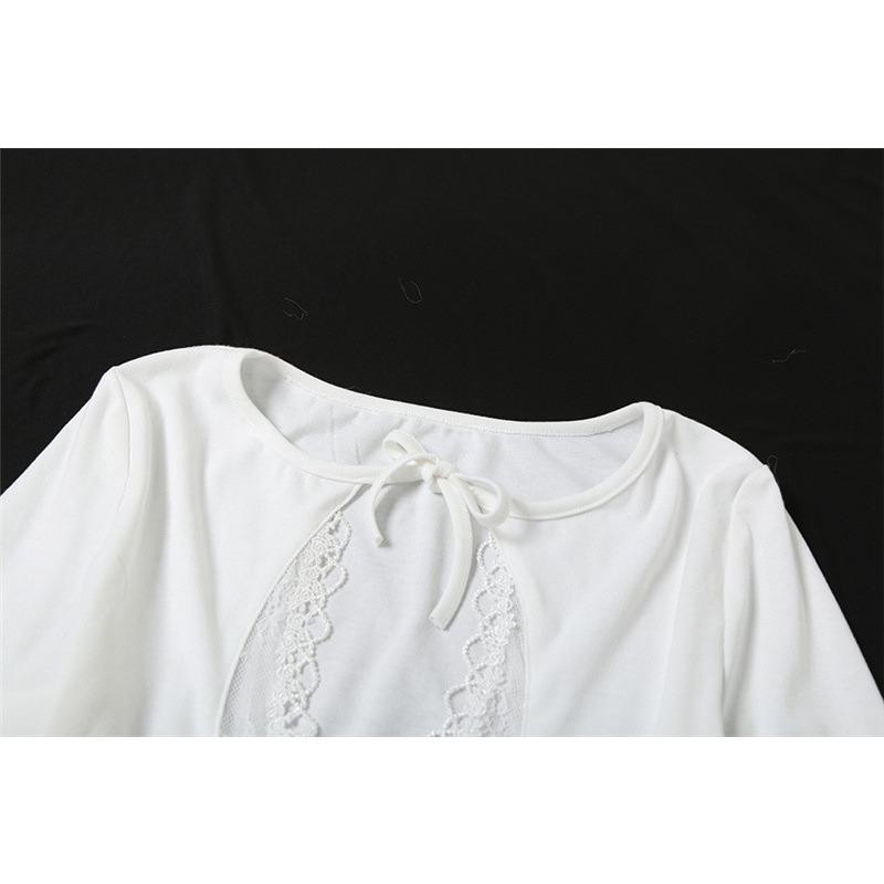 Женская осенне-зимняя новая однотонная сексуальная футболка с длинным рукавом и круглым вырезом