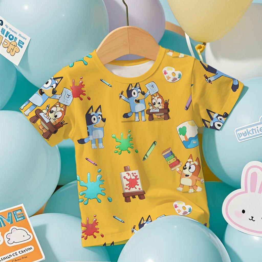 Fashion Kids T-shirt Cartoon Dog 3D Print Kids Short Sleeves T-Shirt Loose Casual Summer Outdoor Boy and Girl Tees Tops