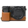 Oil Skin PU Leather Camera Half Body Case For Sony A6400 A6300 A6000 A6100 Battery Opening Bottom Cover WIth Hand Strap