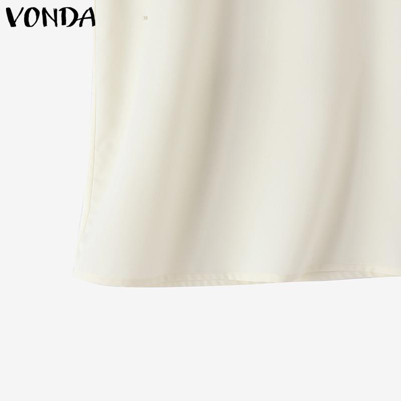 VONDA Женские летние однотонные повседневные топы без рукавов с оборками на шее